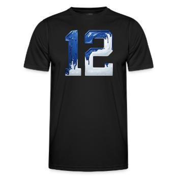 NR. 12 NUMMER 12 BLAU WEIß 12. GEBURTSTAG - Männer Funktions-T-Shirt - Schwarz - Vorne - AI Model Male 178 dark (178cm)
