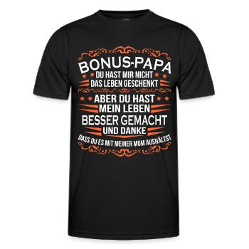 Bonus Papa Stiefvater Geschenk Pflegevater - Männer Funktions-T-Shirt - Schwarz - Vorne - AI Model Male 178 dark (178cm)