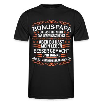 Bonus Papa Stiefvater Geschenk Pflegevater - Männer Funktions-T-Shirt - Schwarz - Vorne - AI Model Male 178 dark (178cm)