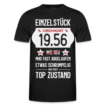 70. GEBURTSTAG 1956 EINZELSTÜCK PREISSCHILD - Männer Funktions-T-Shirt - Schwarz - Vorne - AI Model Male 178 dark (178cm)