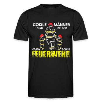 Coole Feuerwehrmänner Vintage Feuerwehrvater Retro - Männer Funktions-T-Shirt - Schwarz - Vorne - AI Model Male 178 dark (178cm)
