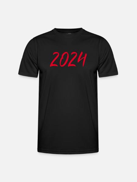 2024 Silvester Neujahr rot - Männer Funktions-T-Shirt - Schwarz