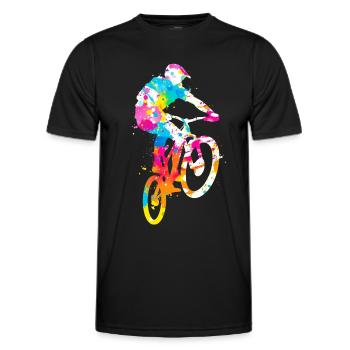 MTB Bunt Downhill Mountain Bike Mountainbike - Männer Funktions-T-Shirt - Schwarz - Vorne - AI Model Male 178 dark (178cm)