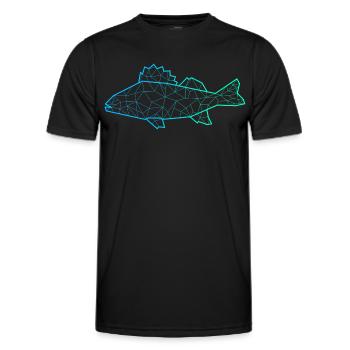 Barsch Angeln Polygon Fisch Fischer Angler - Männer Funktions-T-Shirt - Schwarz - Vorne - AI Model Male 178 dark (178cm)