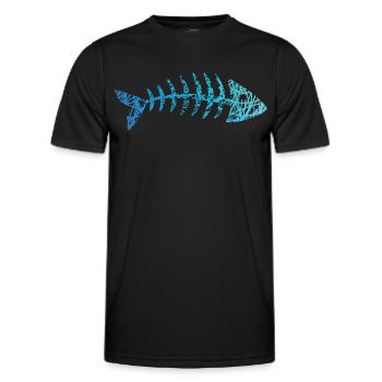 Fisch Gräten Fischskelett Fischgräten Kritzelei - Männer Funktions-T-Shirt - Schwarz - Vorne - AI Model Male 178 dark (178cm)
