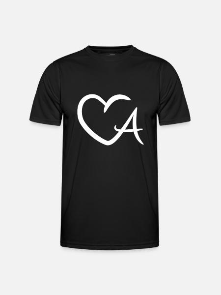 Herz Buchstabe A - Männer Funktions-T-Shirt - Schwarz