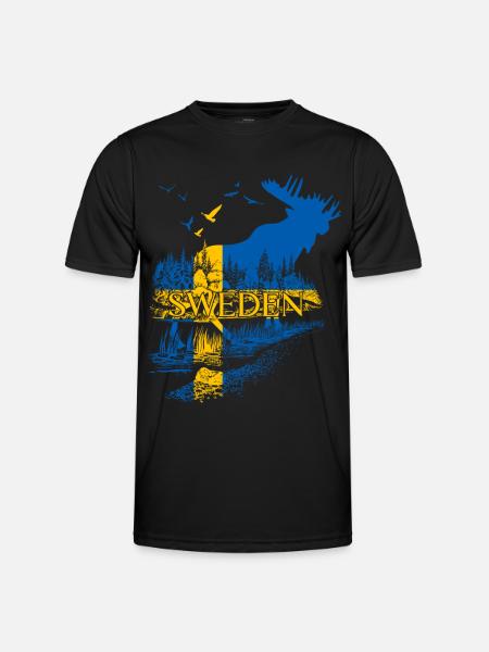 SWEDEN ELCH SCHWEDEN FLAGGE - Männer Funktions-T-Shirt - Schwarz