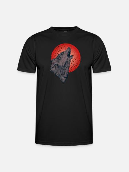 Howling wolf, full moon - Men's Functional T-Shirt - black