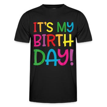 c'est mon anniversaire - T-shirt sport Homme - noir - Devant - AI Model Male 178 dark (178cm)