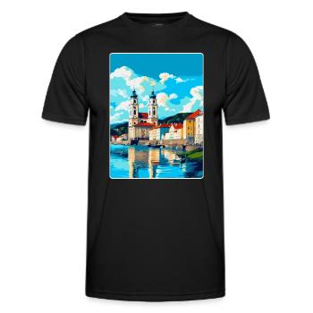 Passau Deutschland Vintage Reiseplakat Souvenir WPA - Männer Funktions-T-Shirt - Schwarz - Vorne - AI Model Male 178 dark (178cm)