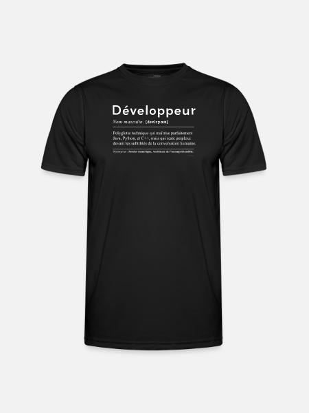 Codeur Polyglotte et Humour Technique - T-shirt sport Homme - noir