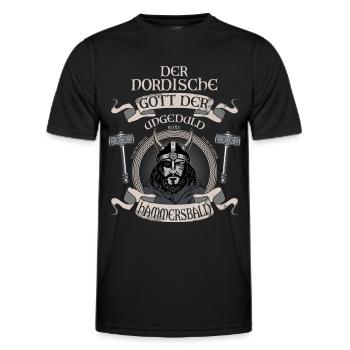 Wikinger Nordische Gott der Ungeduld - Männer Funktions-T-Shirt - Schwarz - Vorne - AI Model Male 178 dark (178cm)
