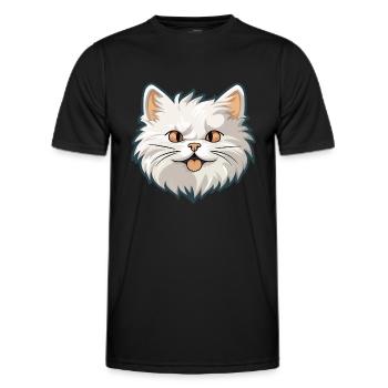 Sibirische Katze Karikatur Aquarell Illustration - Männer Funktions-T-Shirt - Schwarz - Vorne - AI Model Male 178 dark (178cm)
