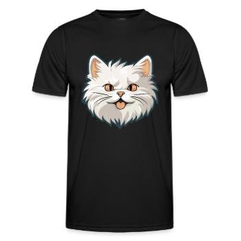 Sibirische Katze Karikatur Aquarell Illustration - Männer Funktions-T-Shirt - Schwarz - Vorne - AI Model Male 178 dark (178cm)