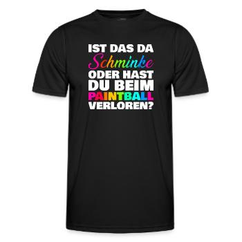 Schminke Paintball Kosmetik Humor Design - Männer Funktions-T-Shirt - Schwarz - Vorne - AI Model Male 178 dark (178cm)