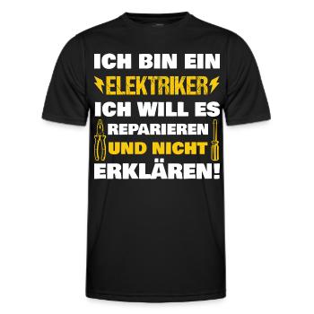 Elektriker Spruch lustig Reparieren - Männer Funktions-T-Shirt - Schwarz - Vorne - AI Model Male 178 dark (178cm)