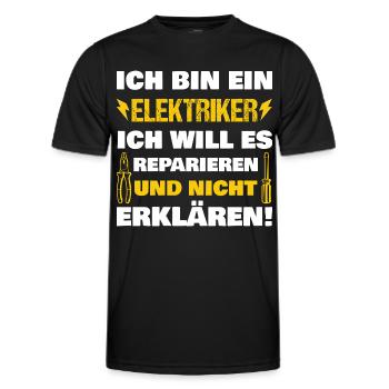 Elektriker Spruch lustig Reparieren - Männer Funktions-T-Shirt - Schwarz - Vorne - AI Model Male 178 dark (178cm)