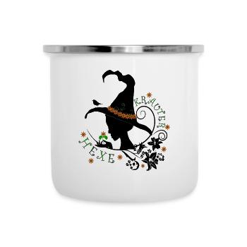 Kräuterhexe Hexe Natur Kräuter Wildpflanzen Bio - Emaille-Tasse - Weiß - Vorne