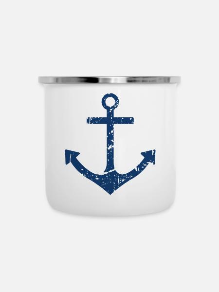 Anker - Emaille-Tasse - Weiß