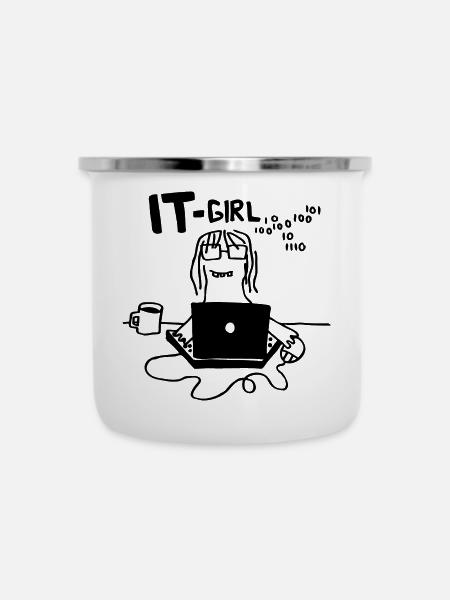 IT Girl - Emaille-Tasse - Weiß