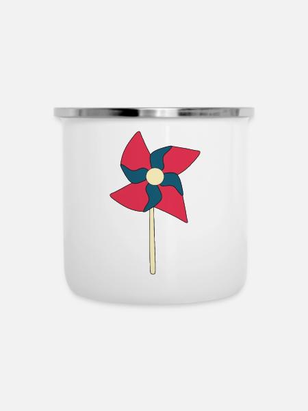 Windrad  - Emaille-Tasse - Weiß