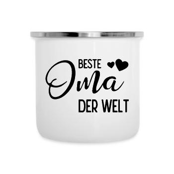 Beste Oma der Welt - Emaille-Tasse - Weiß - Vorne
