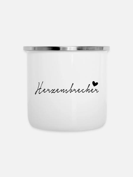 Herzensbrecher - Emaille-Tasse - Weiß