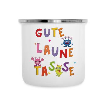 gute Laune Tasse - Emaille-Tasse - Weiß - Vorne