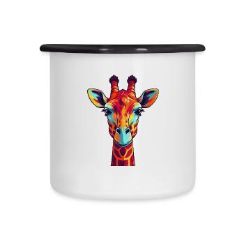Giraffe buntes Aquarell Cartoon Kawaii Tier - Emaille-Tasse - Weiß/Schwarz - Vorne