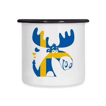 ELCH SCHWEDEN FLAGGE - Emaille-Tasse - Weiß/Schwarz - Vorne