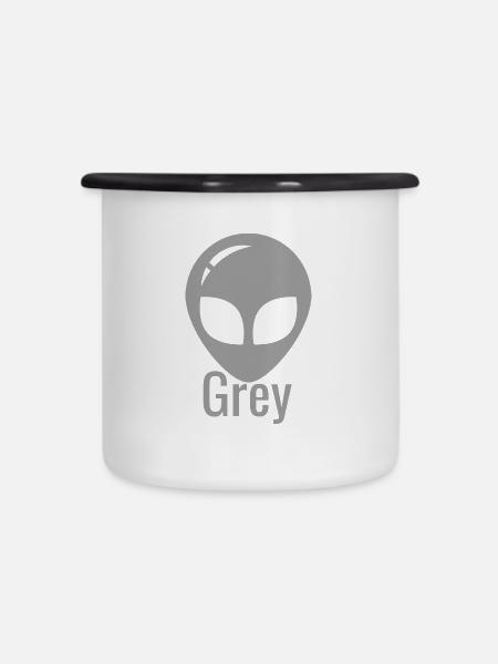 Grey - Emaille-Tasse - Weiß/Schwarz