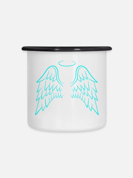 Engelsflügel Flügel Engel - Emaille-Tasse - Weiß/Schwarz