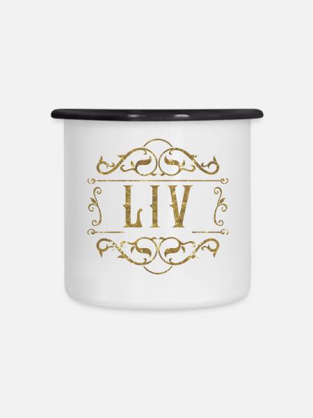 Liv gold - Emaille-Tasse - Weiß/Schwarz