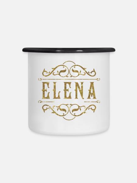 Elena gold - Emaille-Tasse - Weiß/Schwarz