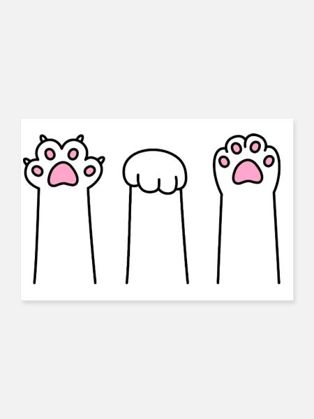 Ciseaux Pierre Papier Patte Patte Jeu Patte Cat Pattes - Poster 90 x 60 cm - blanc - Devant