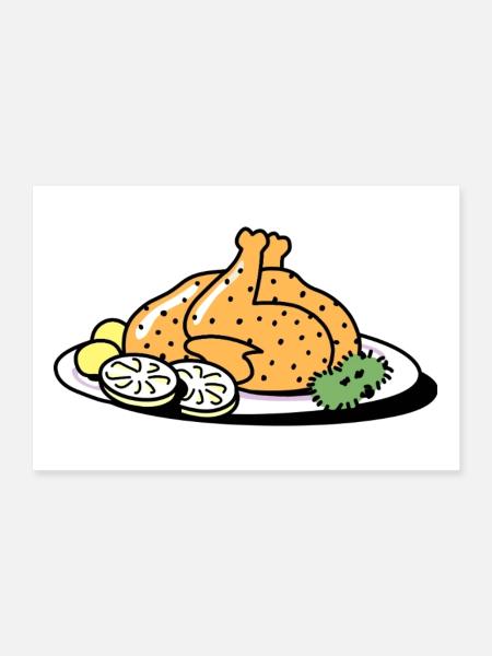 Brathähnchen - Poster 90x60 cm - Weiß