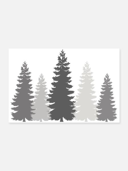 Wandern Wanderer Wald Bäume Tanne Natur outdoor - Poster 90x60 cm - Weiß