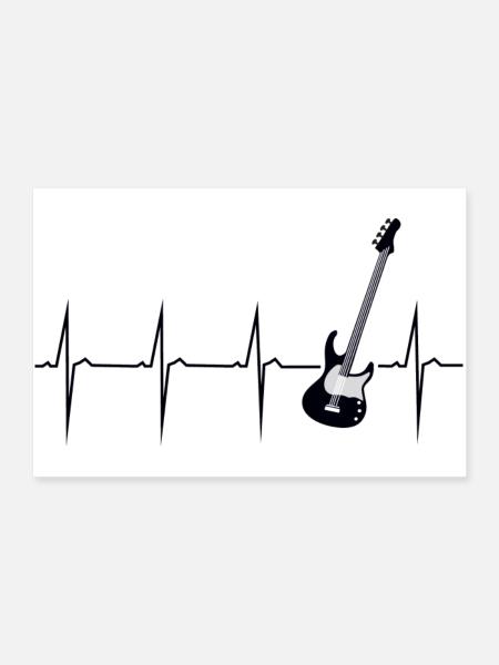 mein herz schlägt für bass - Poster 90x60 cm - Weiß - Vorne