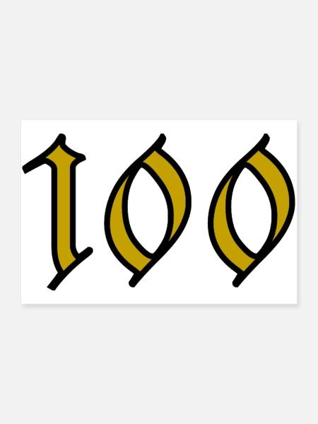 100. 100 ANS. 100e ANNIVERSAIRE. ANNIVERSAIRE 100 - Poster 90 x 60 cm - blanc - Devant