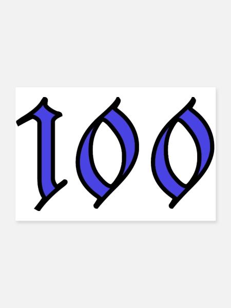 100. 100 YEARS. 100th ANNIVERSARY. BIRTHDAY 100 - Poster 36" x 24" (90x60 cm) - white - Front