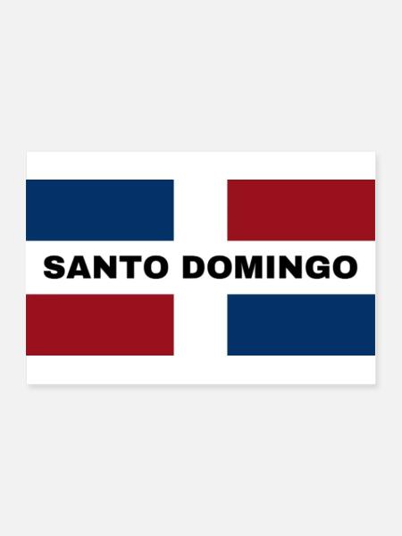 Santo Domingo City in Dominican Republic Flag - Poster 36" x 24" (90x60 cm) - white - Front