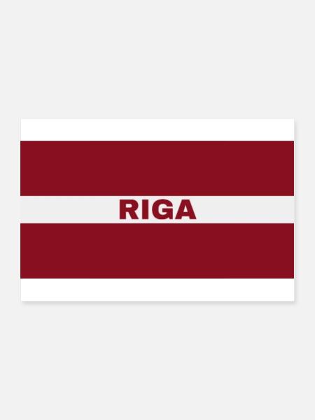 Riga Stadt in lettischer Flagge - Poster 90x60 cm - Weiß - Vorne