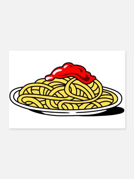Spaghetti mit Tomaten - Poster 90x60 cm - Weiß