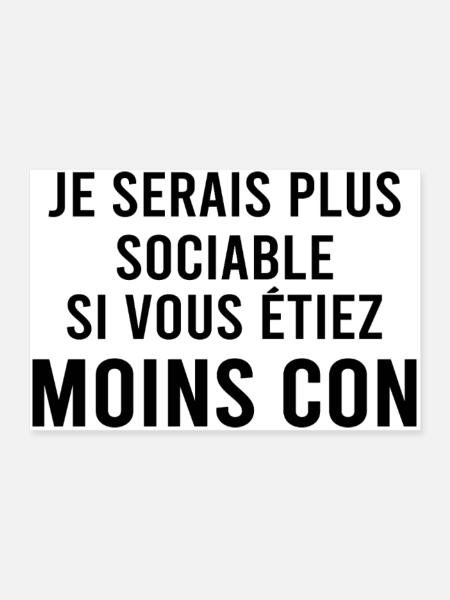Je serai plus sociable si. - Poster 90 x 60 cm - blanc - Devant