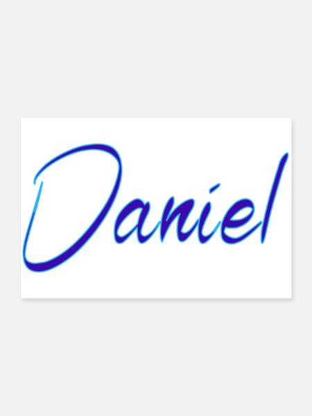Daniel Signatur Blau Script - Poster 90x60 cm - Weiß - Vorne