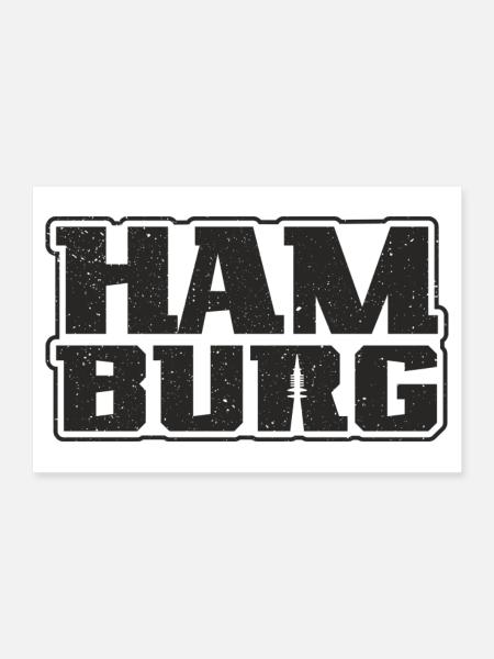 Hamburg Grafik Hansestadt Souvenir Hamburg - Poster 90x60 cm - Weiß - Vorne