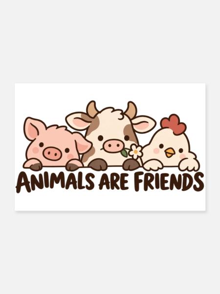 Animals Are Friends Farm Animals - Poster 90x60 cm - Weiß - Vorne