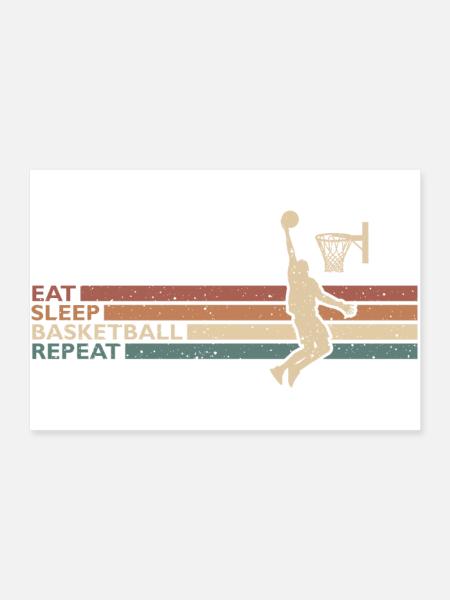 Eat Sleep Basketball Repeat für Spieler Und Fans - Poster 90x60 cm - Weiß - Vorne