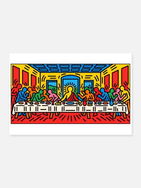 Pop-Art-Panel zum letzten Abendmahl - Poster 90x60 cm - Weiß - Vorne