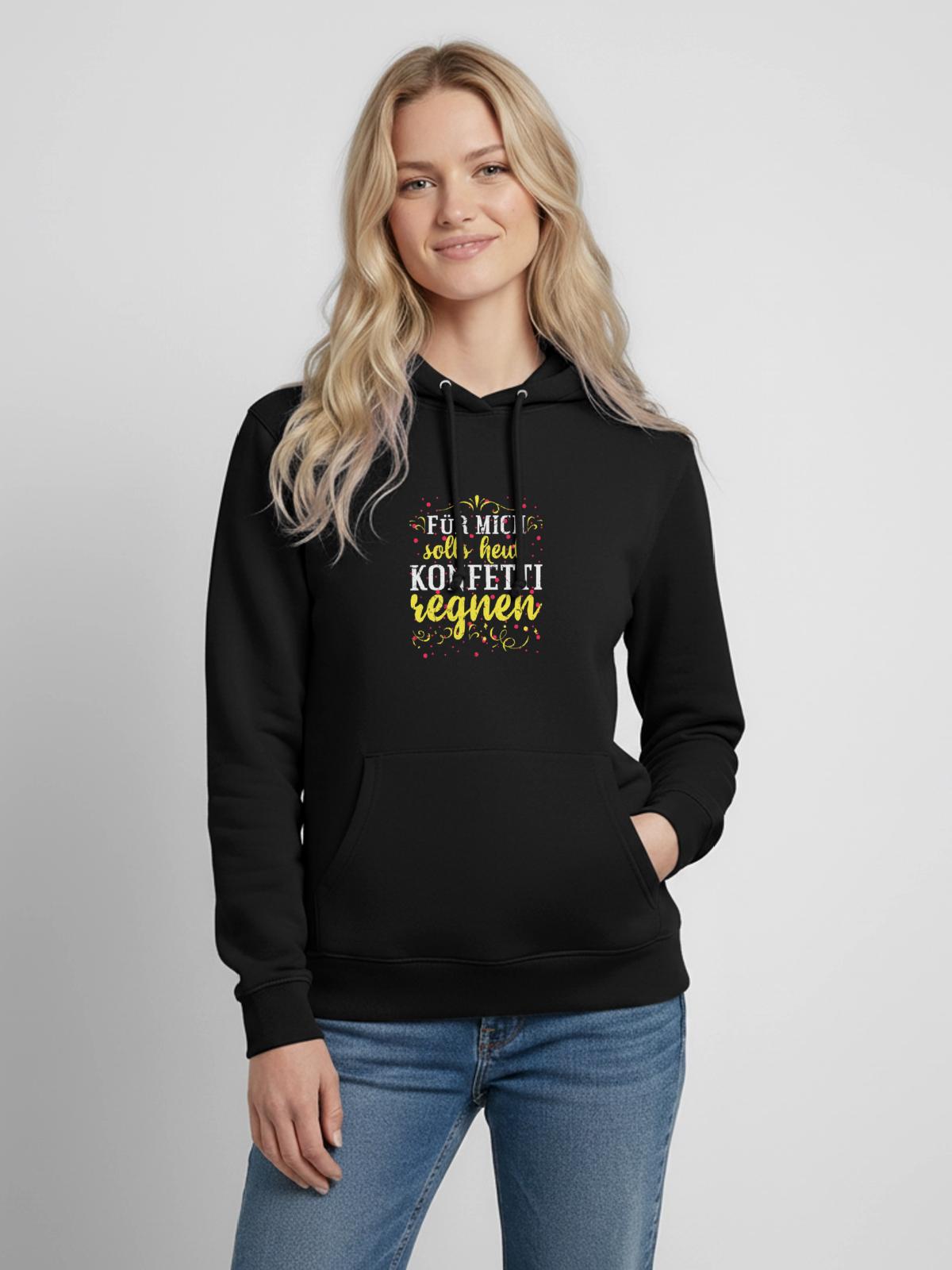 Konfetti Fasching - Frauen Hoodie - Schwarz - Vorne - AI Model Female 172 light (172cm)